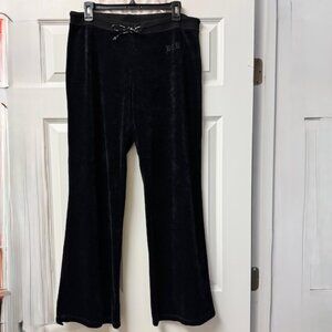 BCBG Maxazria Velour Drawstring Lounge Pants Women's Black Size Lg - Gently Used